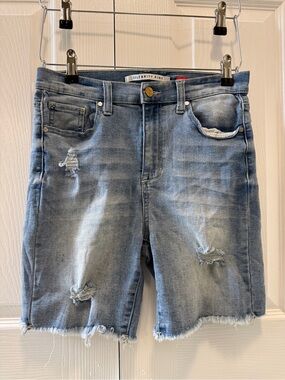Celebrity Pink Blue Jean Shorts Size 7/28 High Rise Stretch Distressed
